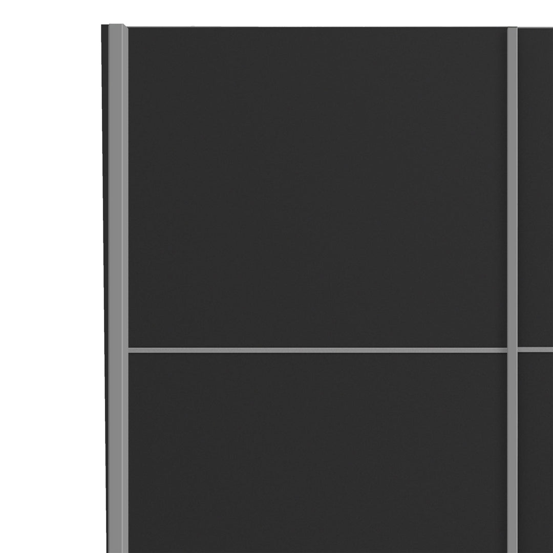 Verona Sliding Wardrobe 120cm in Black Matt with Black Matt Doors with 5 Shelves - TidySpaces