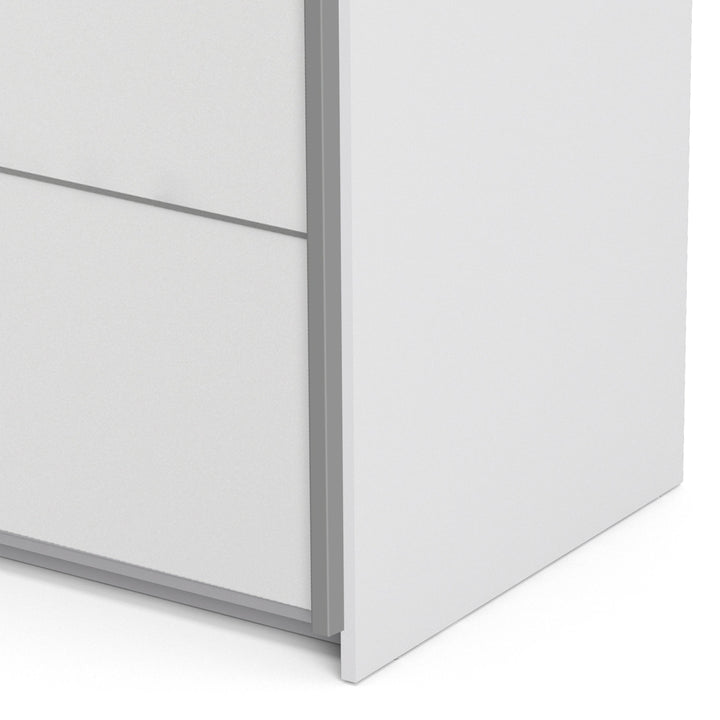 Verona Sliding Wardrobe 180cm in White with White Doors with 5 Shelves - TidySpaces