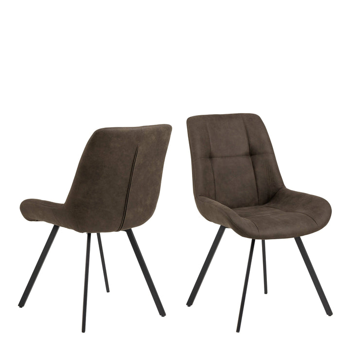 Waylor Dining Chair in Grey Fabric Set of 2 - TidySpaces