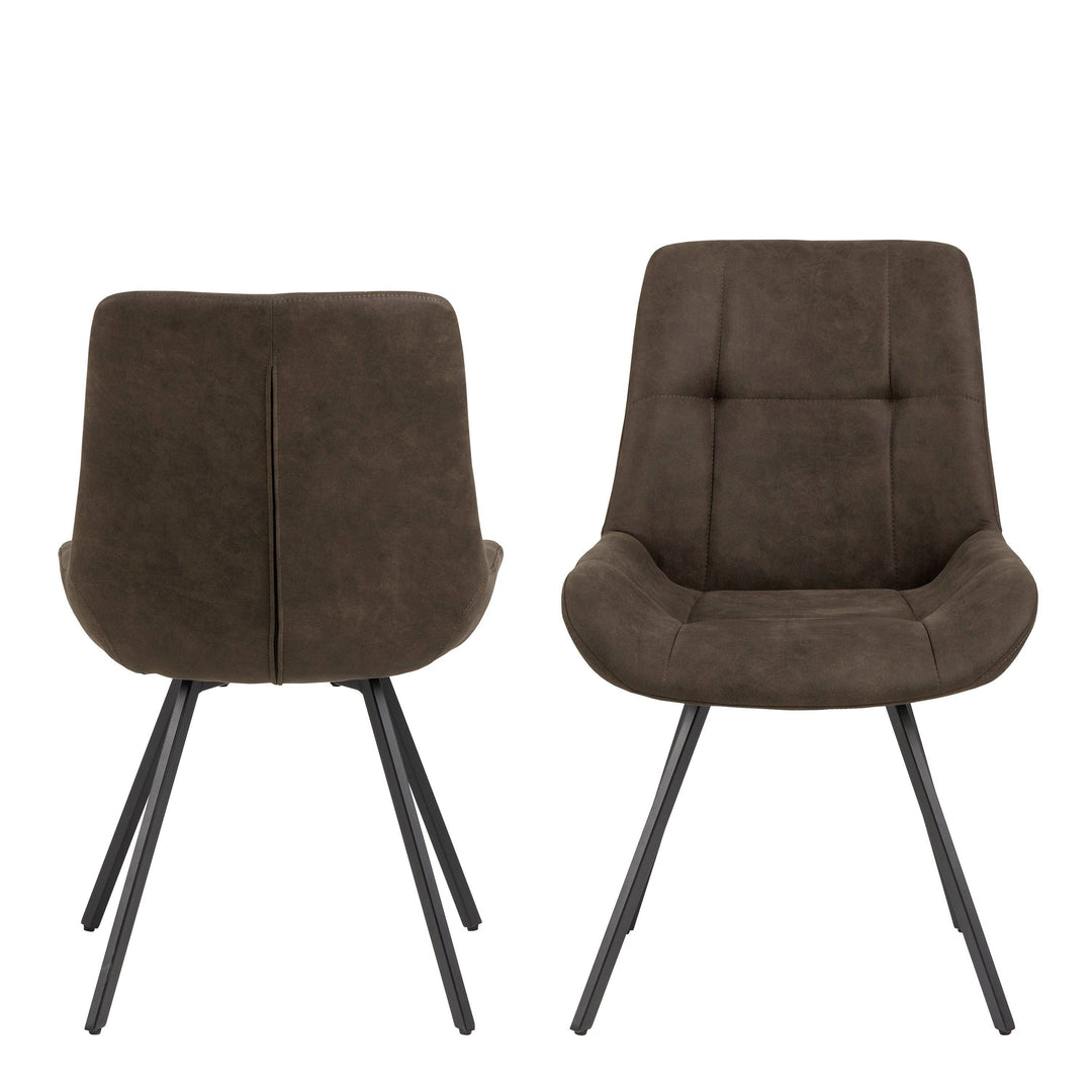 Waylor Dining Chair in Grey Fabric Set of 2 - TidySpaces