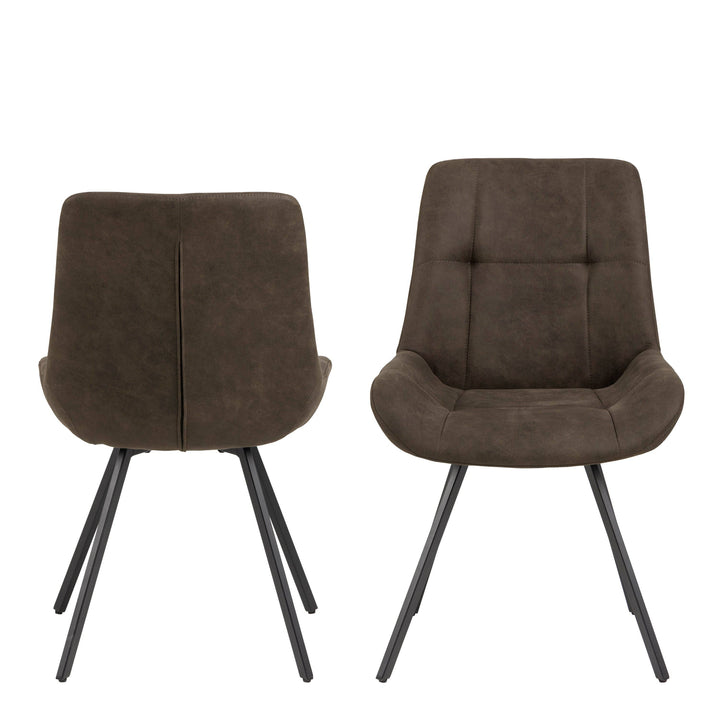 Waylor Dining Chair in Grey Fabric Set of 2 - TidySpaces