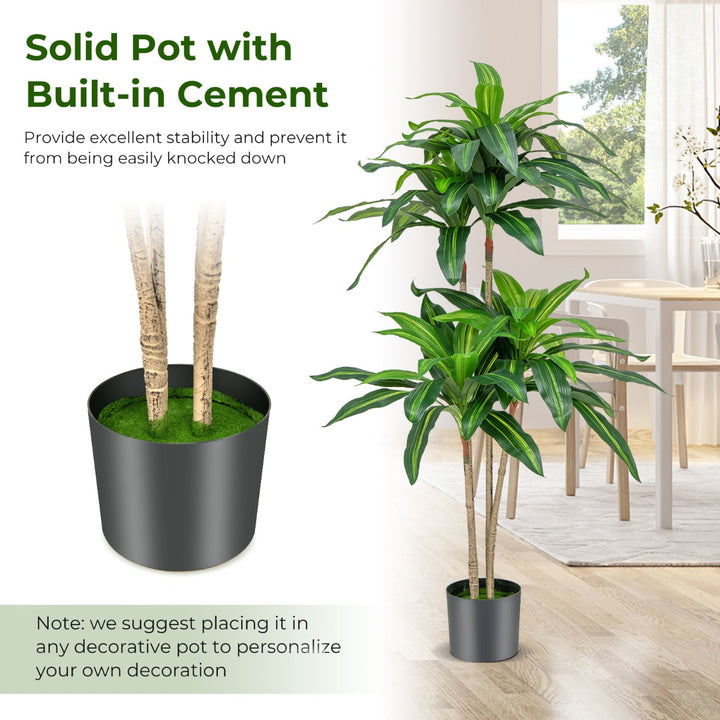 140 CM Tall Fake Dracaena Plant with 92 Leaves and Built-in Cement Pot