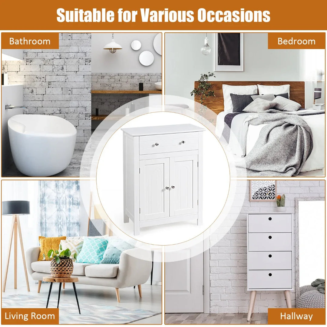 Storage Cabinet with Large Drawer and Adjustable Shelf - TidySpaces