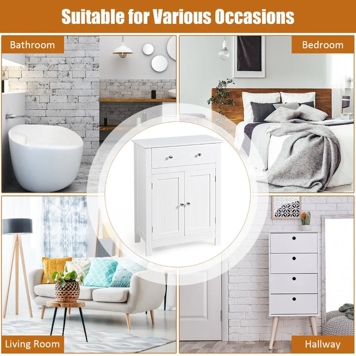 Storage Cabinet with Large Drawer and Adjustable Shelf - TidySpaces