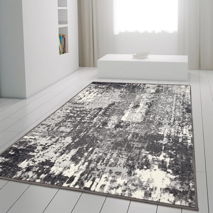 Marble Abstract Rug Grey Distressed Pattern Soft Carpet - TidySpaces