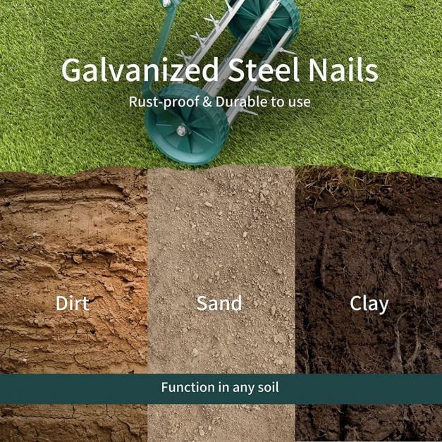 Heavy Duty Rolling Grass Lawn Garden Aerator - TidySpaces