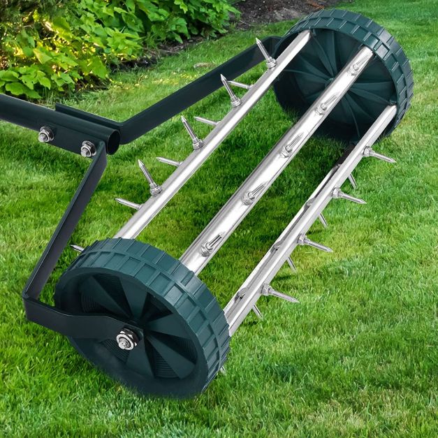 Heavy Duty Rolling Grass Lawn Garden Aerator - TidySpaces
