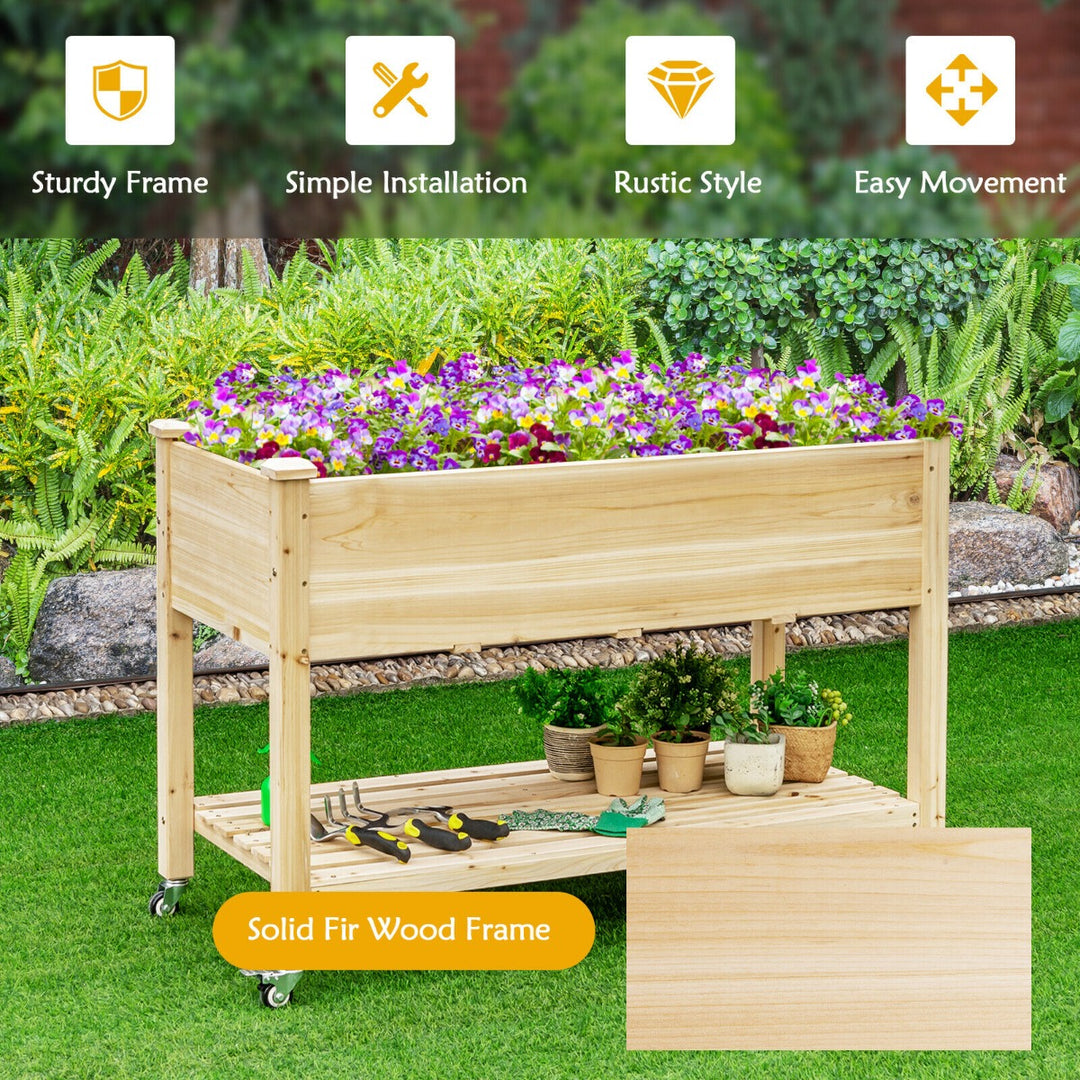Rolling Raised Garden Bed with Lockable Wheels and Liner