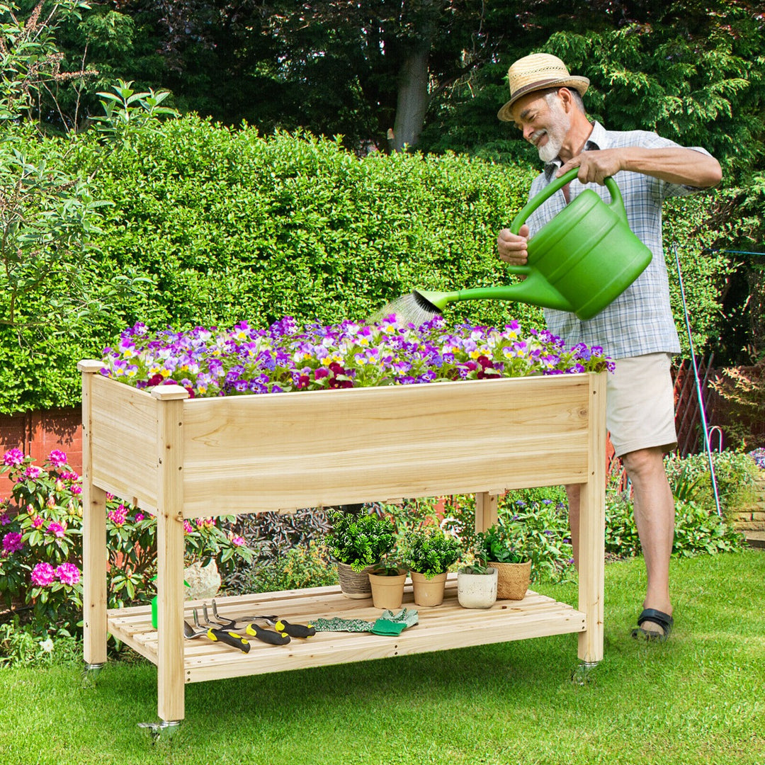 Rolling Raised Garden Bed with Lockable Wheels and Liner