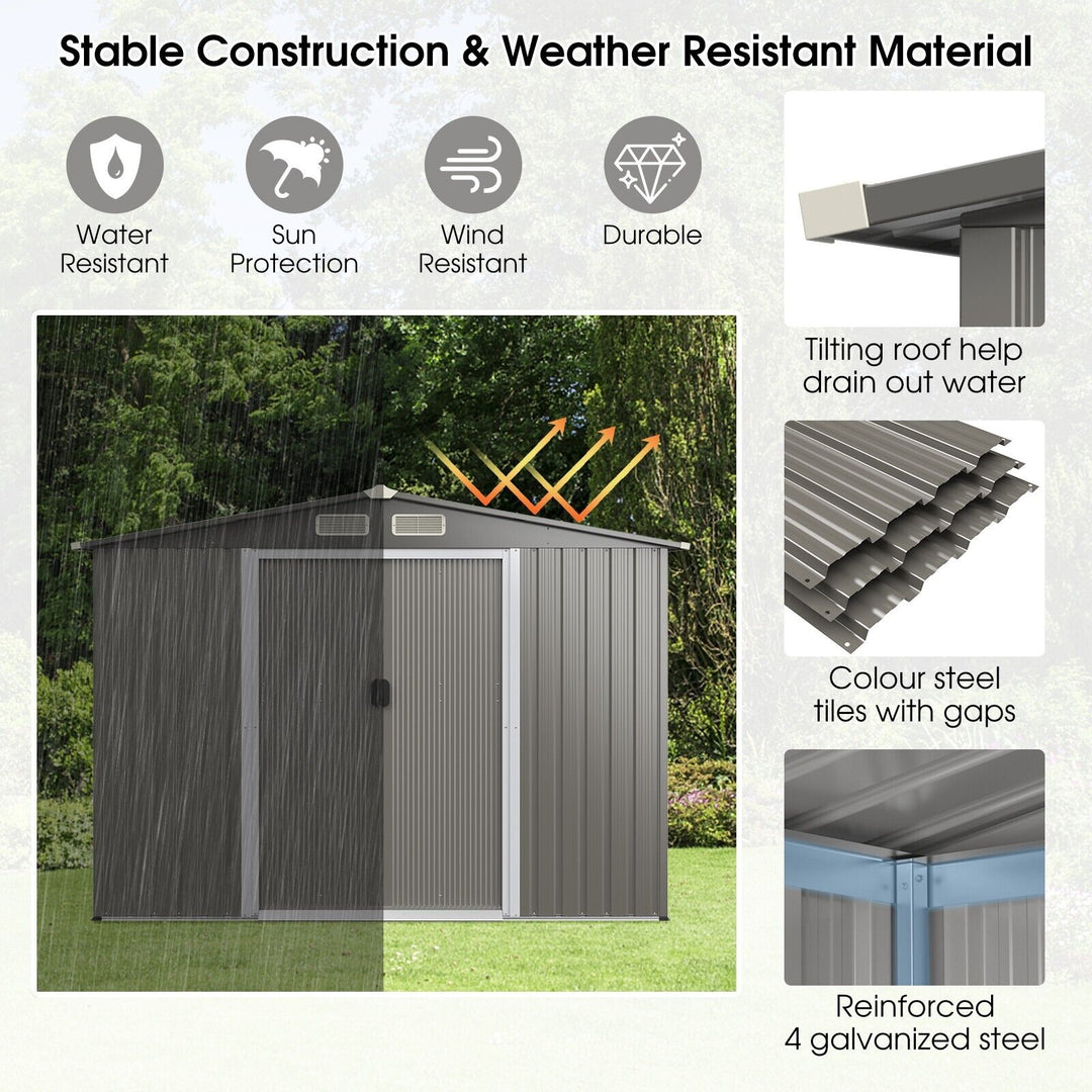 Outdoor Storage Shed with Foundation for Garden Yard Dark