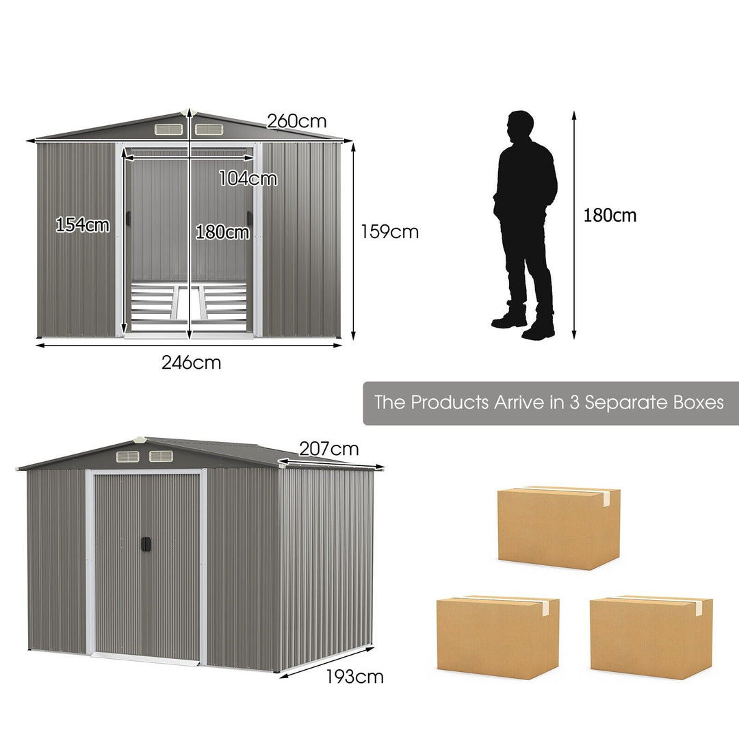 Outdoor Storage Shed with Foundation for Garden Yard Dark