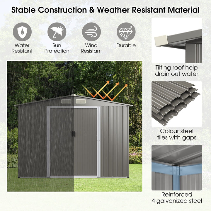 Outdoor Storage Shed with Foundation for Garden Yard Dark