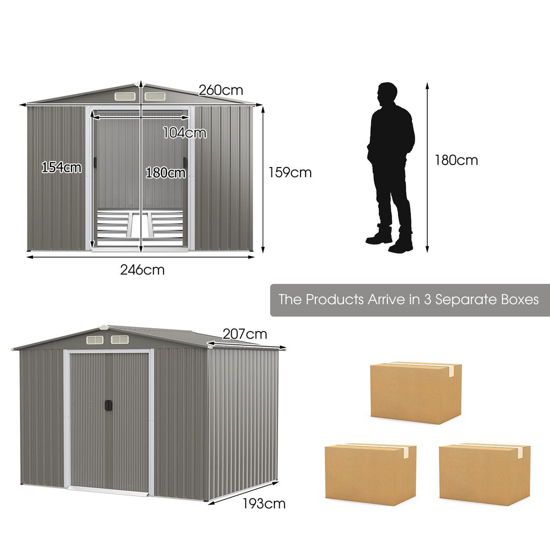 Outdoor Storage Shed with Foundation for Garden Yard Dark