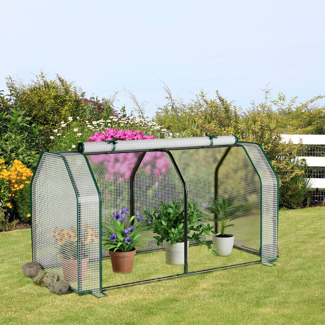 Portable Garden Greenhouse with Roll-up Zipper Door