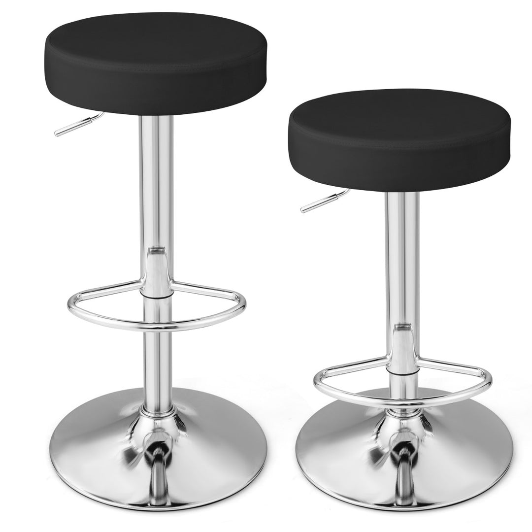 Height adjustable Bar Stool Set of 2 with Footrest Black - TidySpaces