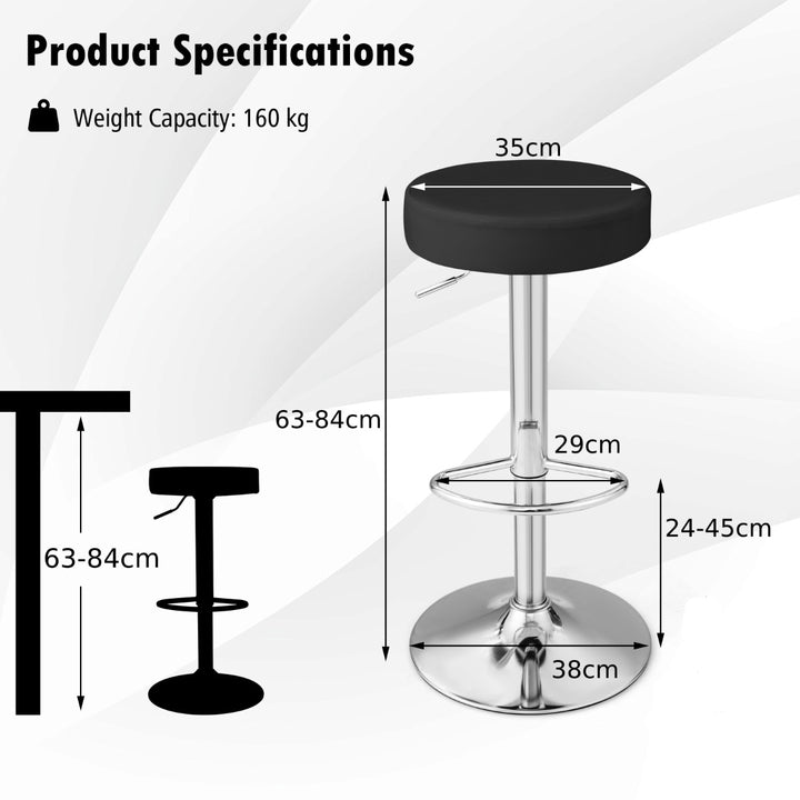 Height adjustable Bar Stool Set of 2 with Footrest - TidySpaces