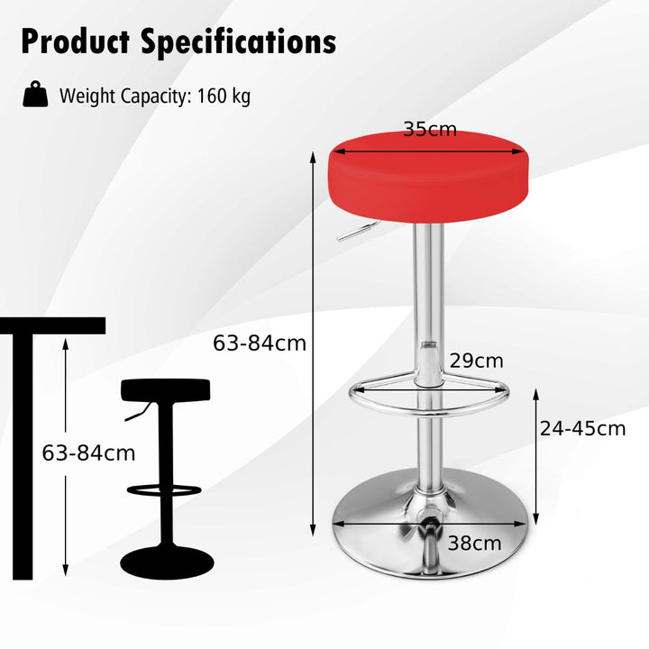 Height adjustable Bar Stool Set of 2 with Footrest - TidySpaces