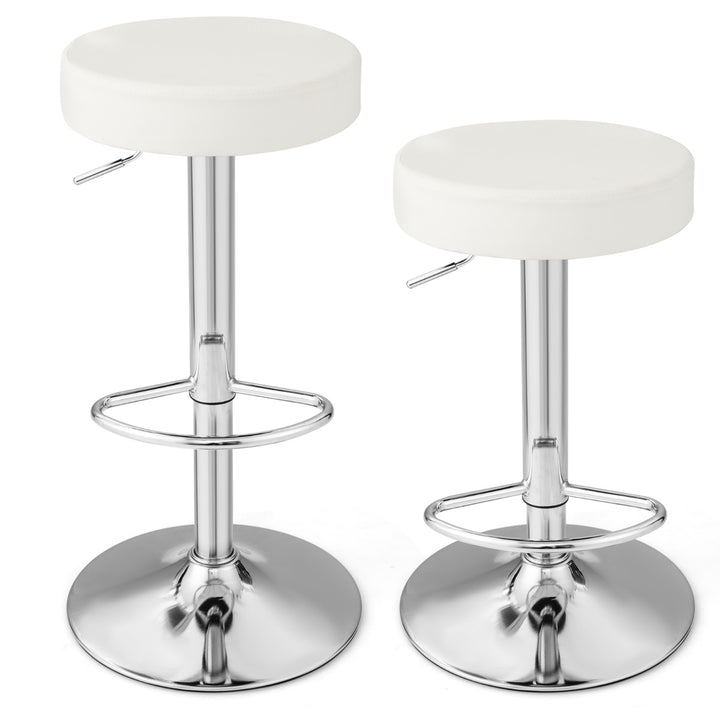 Height adjustable Bar Stool Set of 2 with Footrest White - TidySpaces