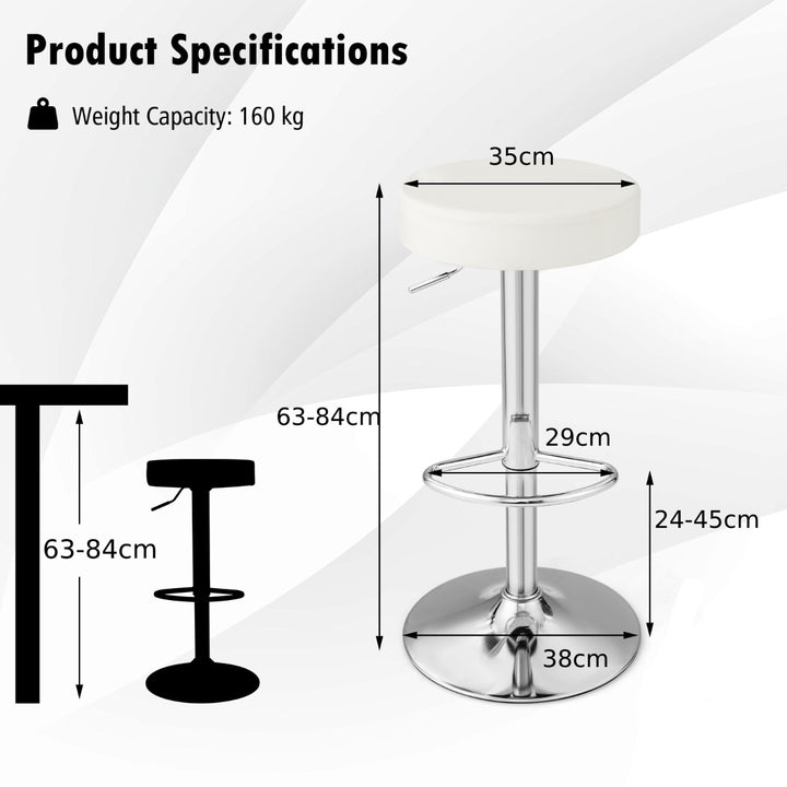 Height adjustable Bar Stool Set of 2 with Footrest - TidySpaces