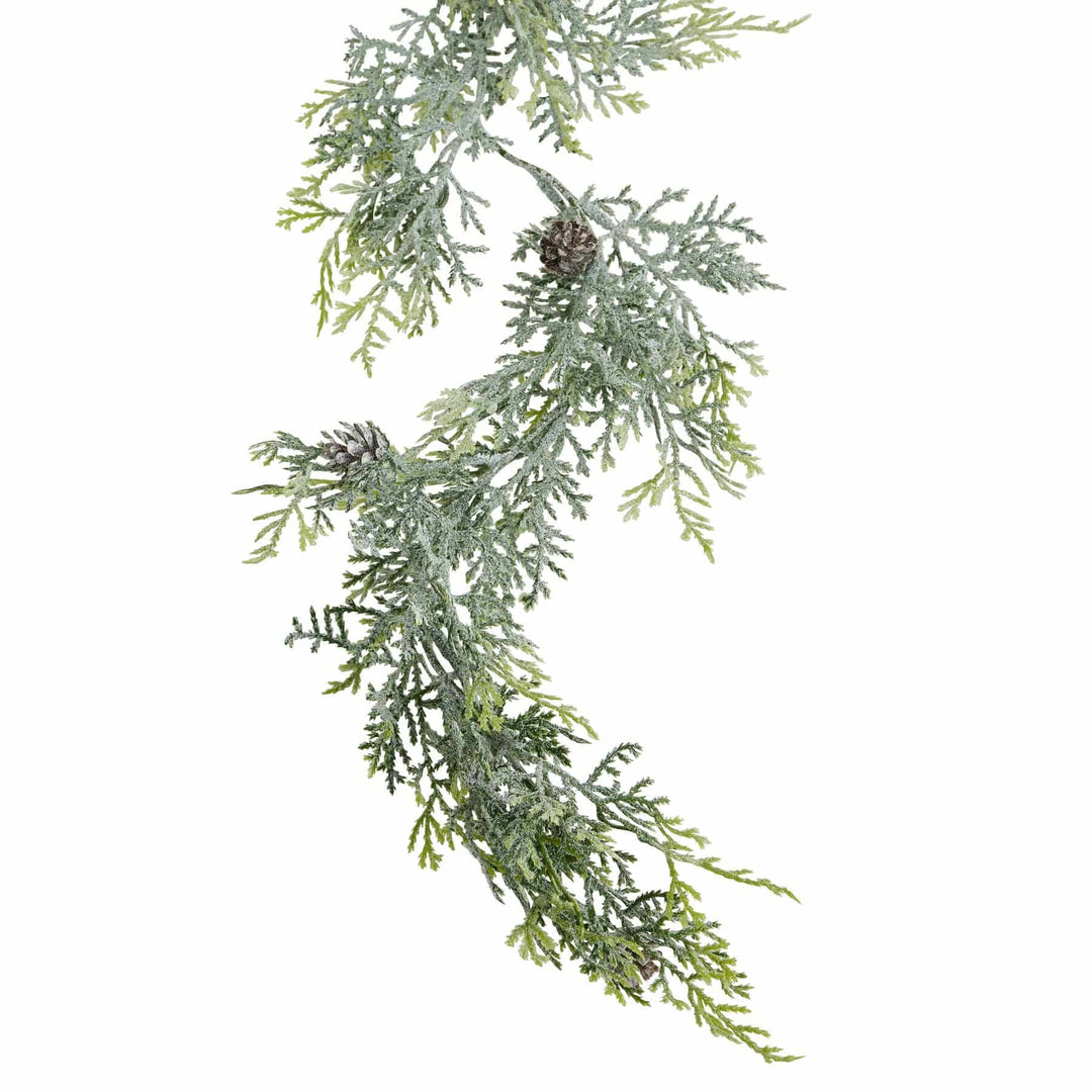 Frosted Pine Garland With Pinecones - TidySpaces