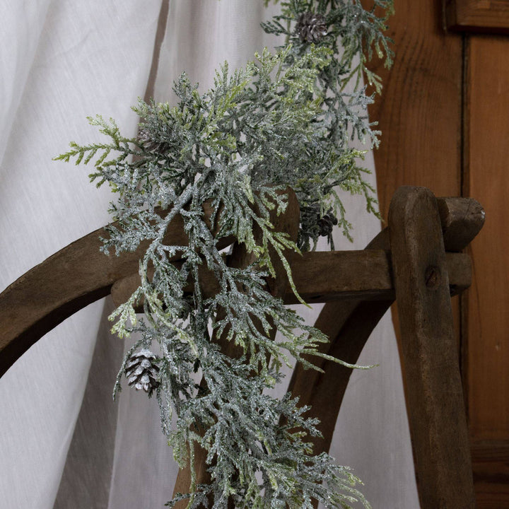 Frosted Pine Garland With Pinecones - TidySpaces