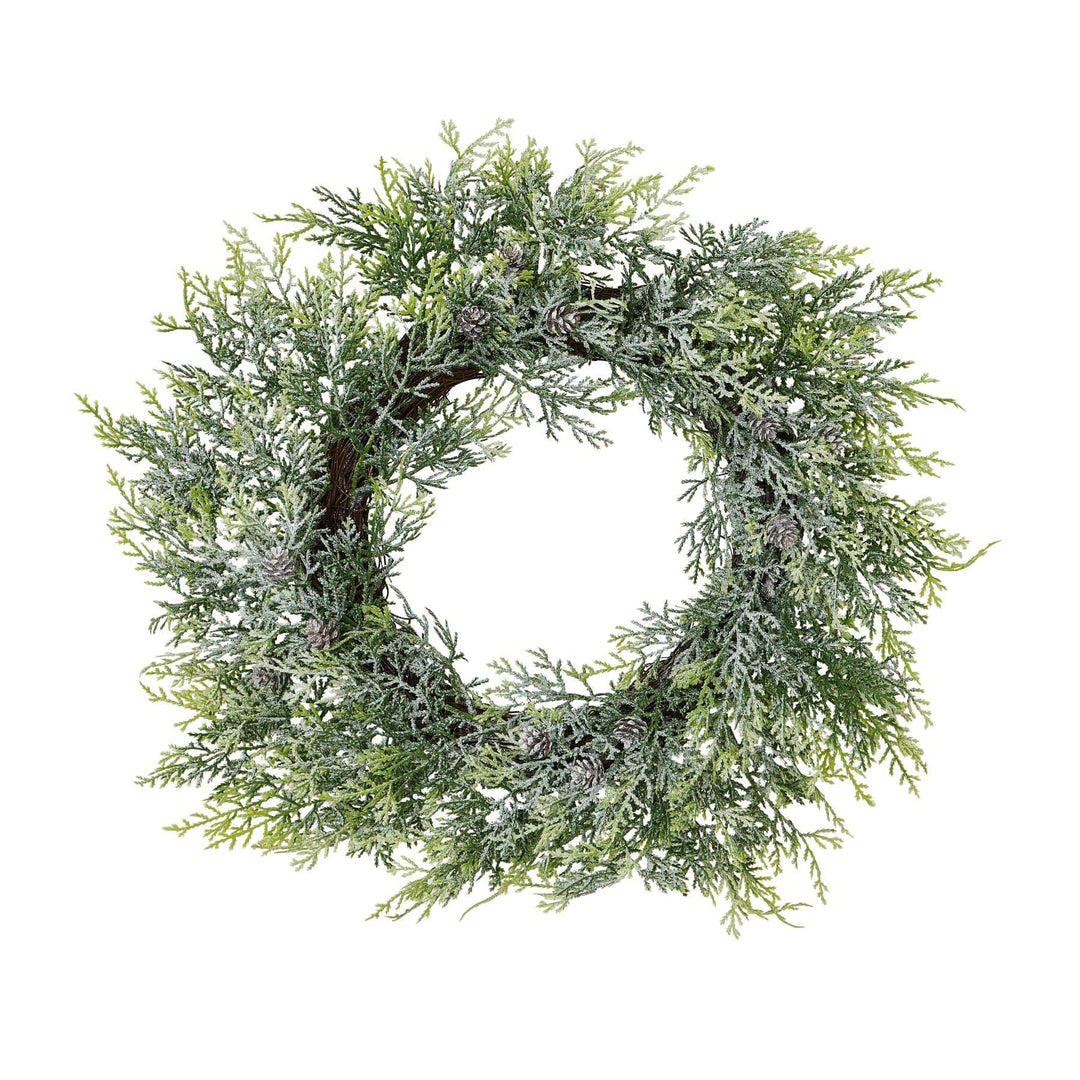 Frosted Pine Wreath With Pinecones - TidySpaces