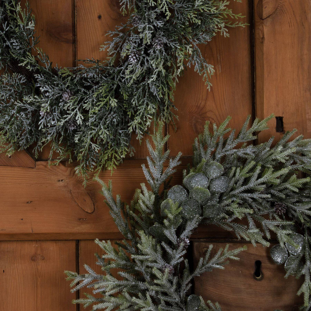 Frosted Pine Wreath With Pinecones - TidySpaces