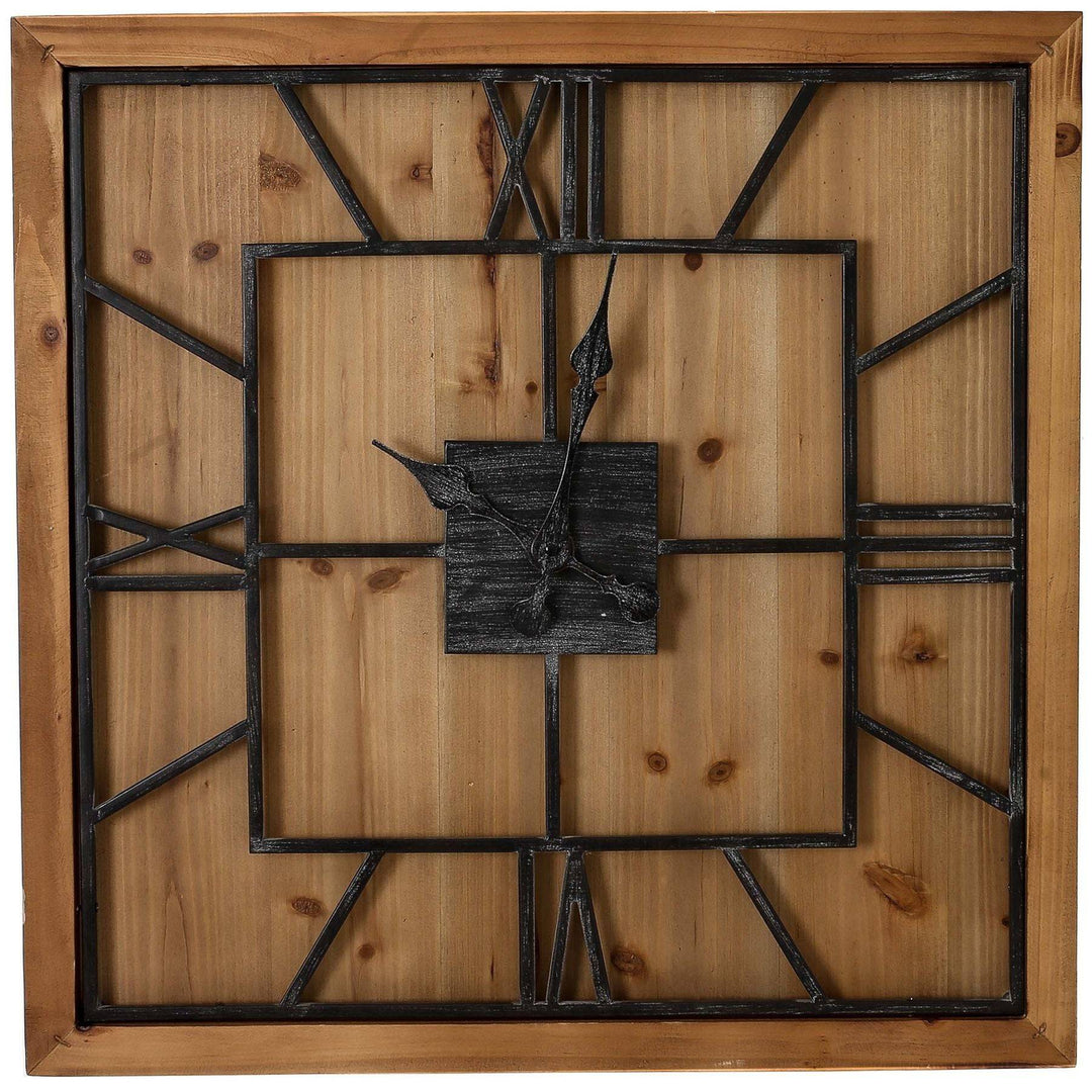 Williston Square Large Wooden Wall Clock - TidySpaces