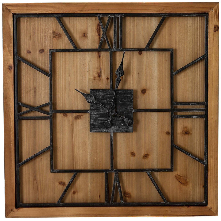Williston Square Large Wooden Wall Clock - TidySpaces