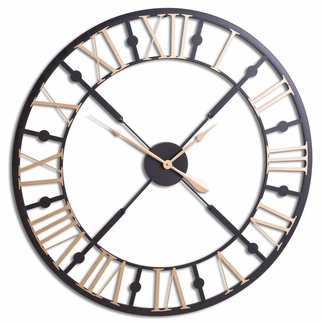 Black And Gold Skeleton Clock - TidySpaces