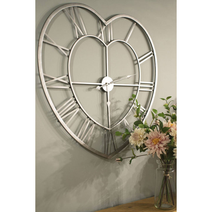 Silver Heart Skeleton Wall Clock - TidySpaces