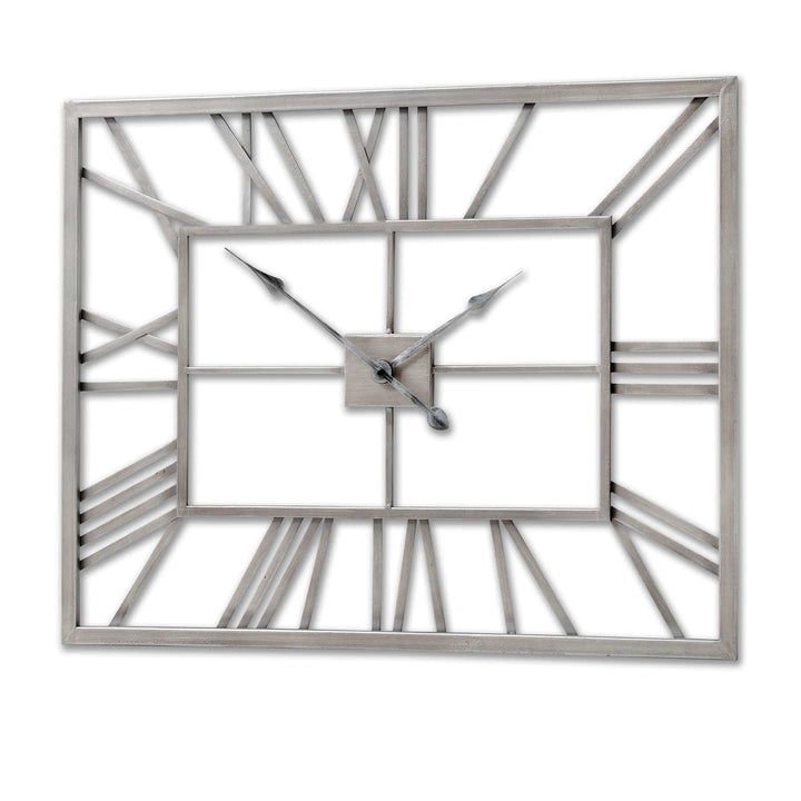 Silver Rectangular Skeleton Wall Clock - TidySpaces