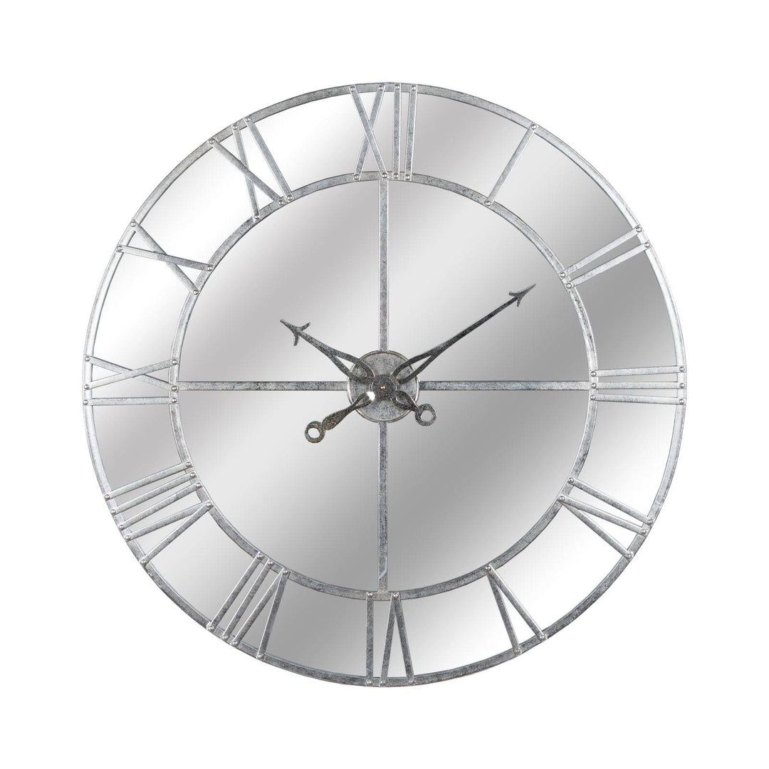 Large Silver Foil Mirrored Wall Clock - TidySpaces