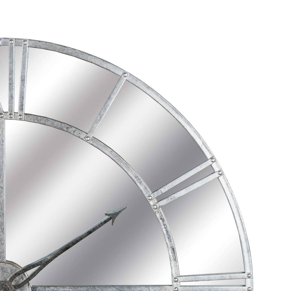 Large Silver Foil Mirrored Wall Clock - TidySpaces