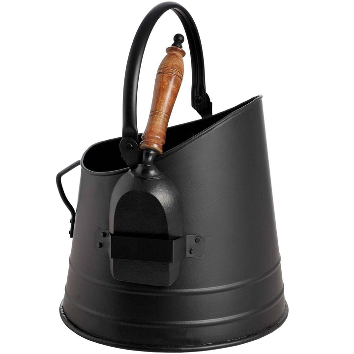 Black Coal Bucket with Teak Handle Shovel - TidySpaces