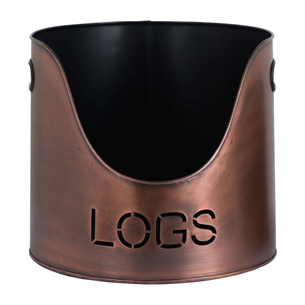 Copper Finish Logs And Kindling Buckets & Matchstick Holder - TidySpaces