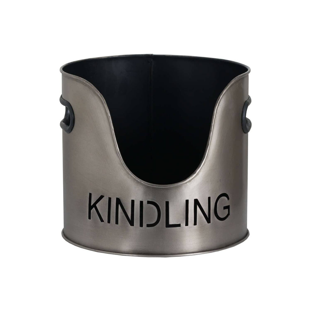 Pewter Finish Logs And Kindling Buckets & Matchstick Holder - TidySpaces