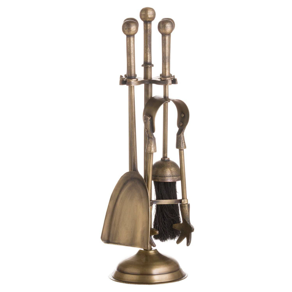 Ball Topped Companion Set In Antique Brass - TidySpaces