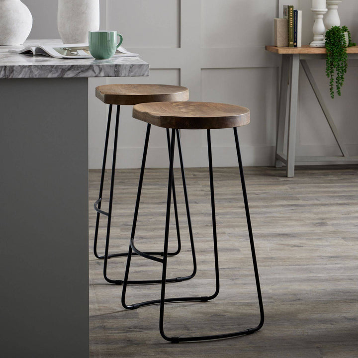 Franklin Hardwood Shaped Barstool - TidySpaces