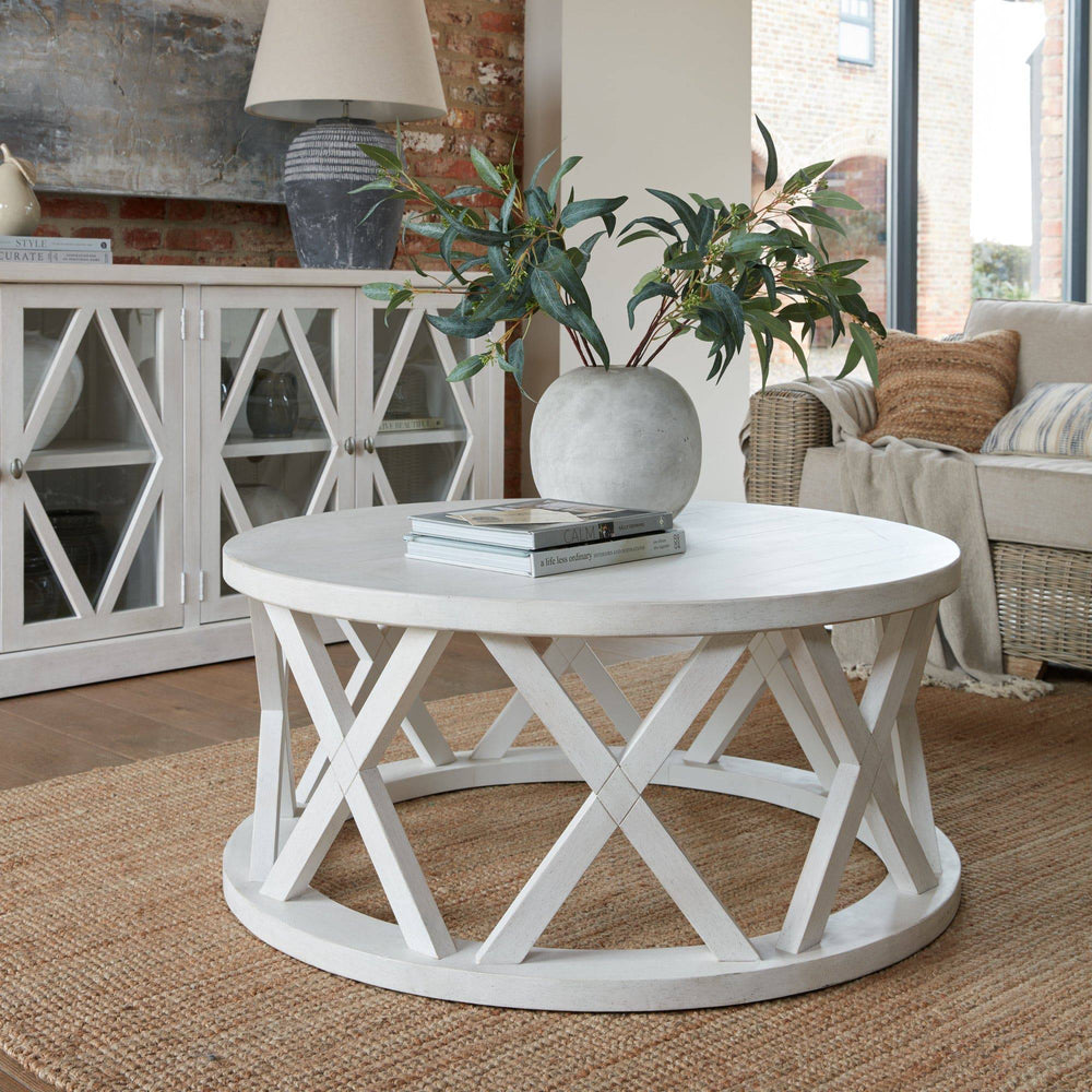 Stamford Plank Collection Round Coffee Table - TidySpaces