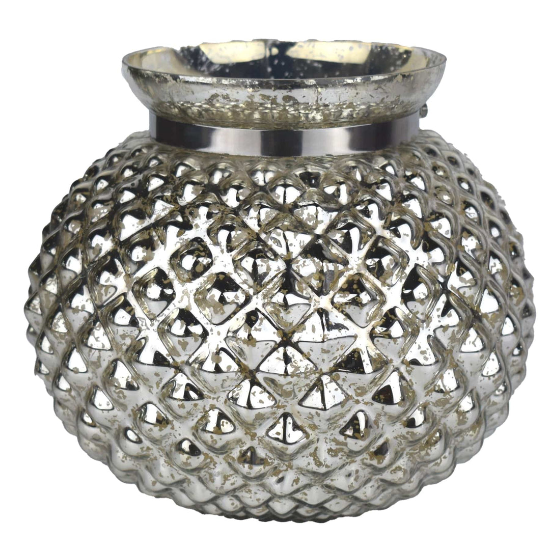 The Lustre Collection Silver Large Combe Candle Holder - TidySpaces