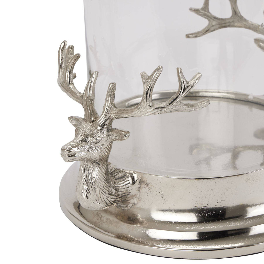 Silver Stag Heads Hurricane Lantern - TidySpaces