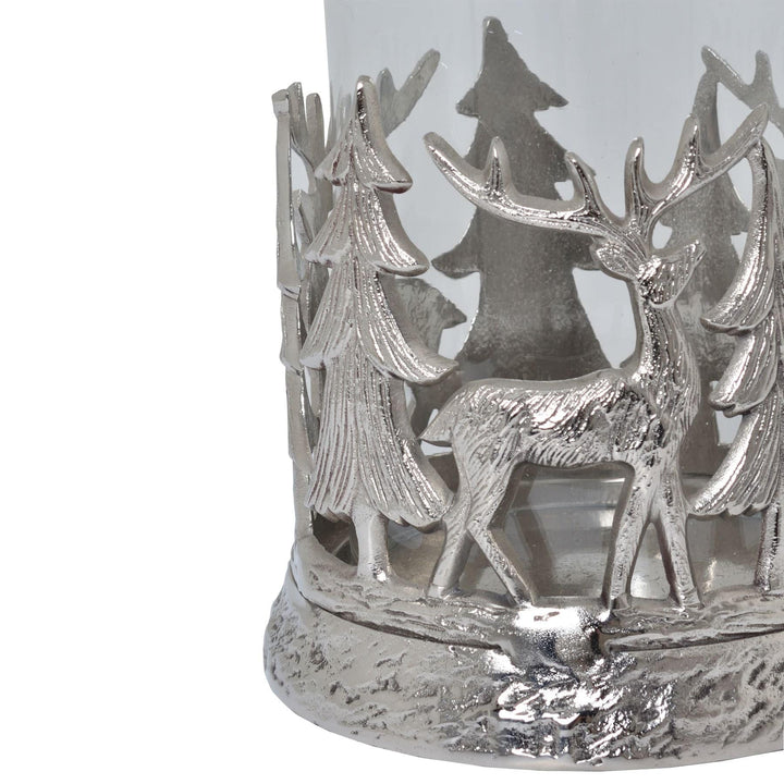 Silver Stag Scene Hurricane Lantern - TidySpaces