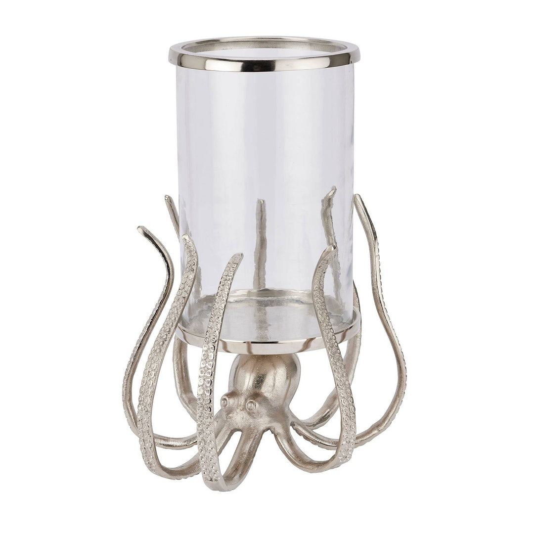 Large Silver Octopus Candle Hurricane Lantern - TidySpaces