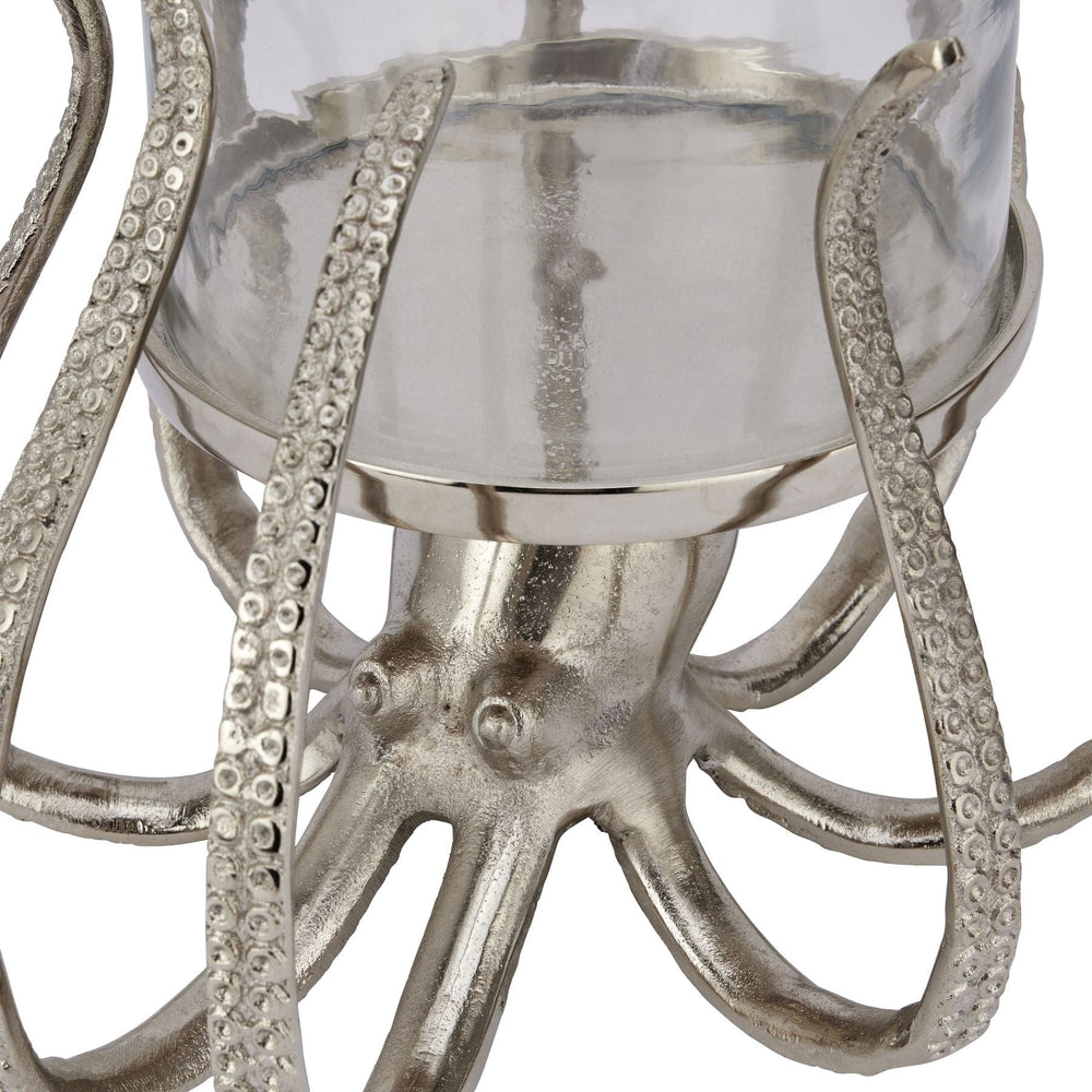 Large Silver Octopus Candle Hurricane Lantern - TidySpaces