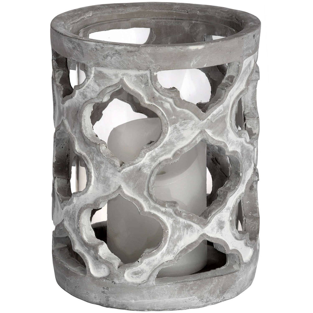 Small Stone Effect Patterned Candle Holder - TidySpaces