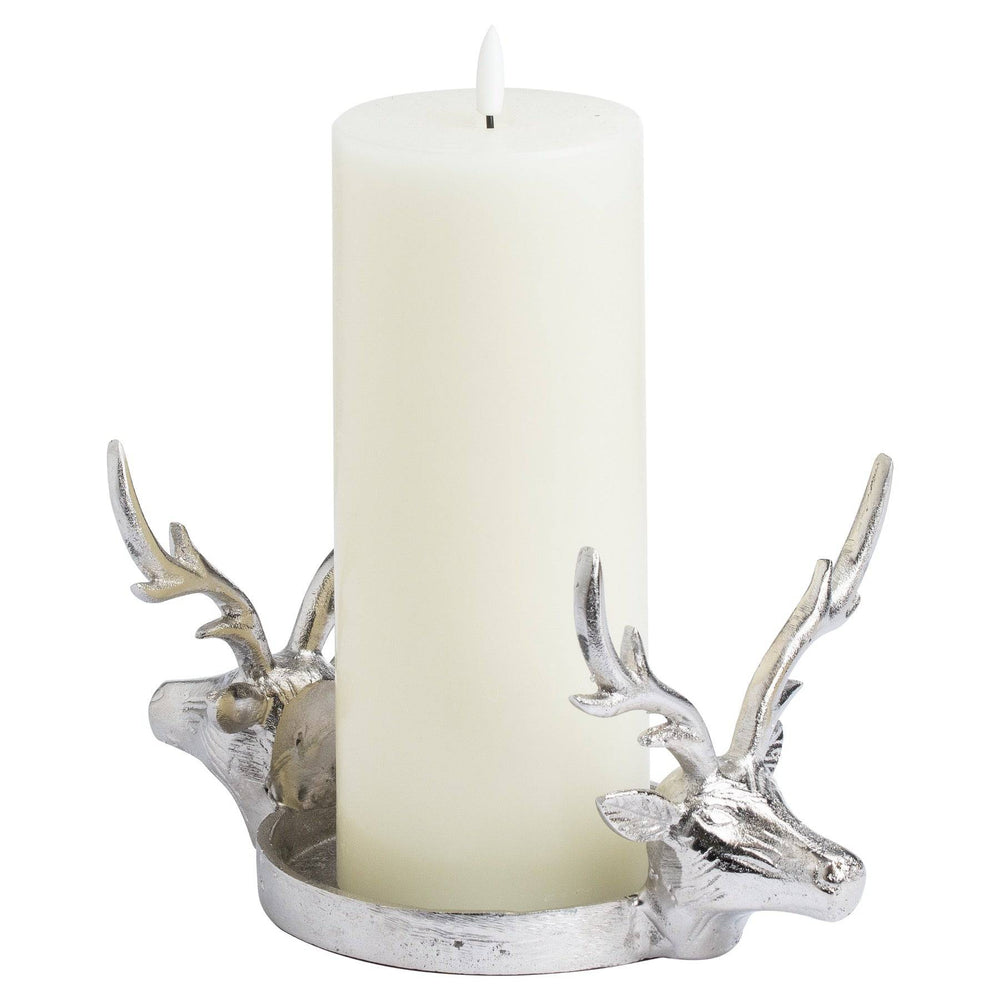 Farrah Collection Silver Large Stag Candle Holder - TidySpaces