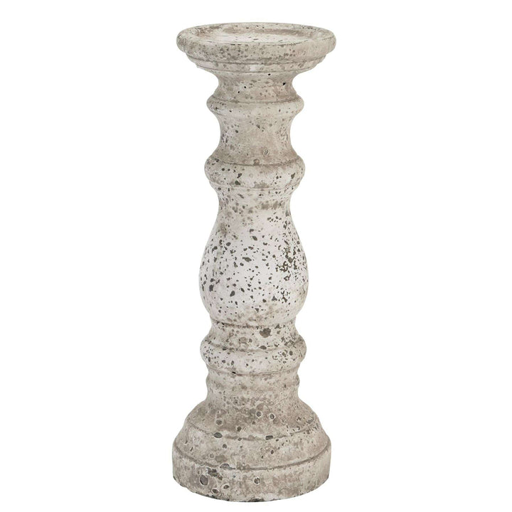 Large Stone Ceramic Column Candle Holder - TidySpaces