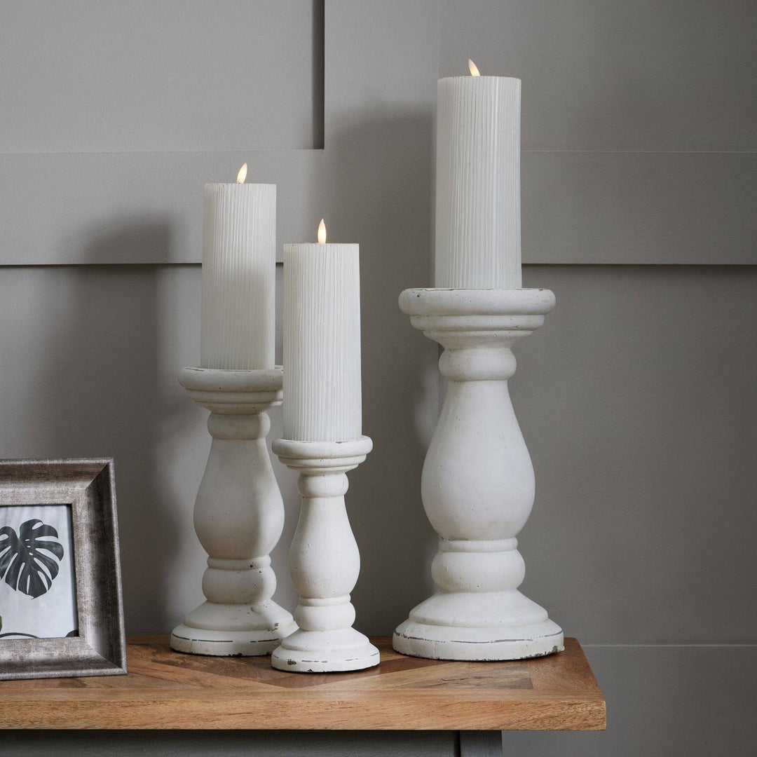 Large Matt White Ceramic Candle Holder - TidySpaces