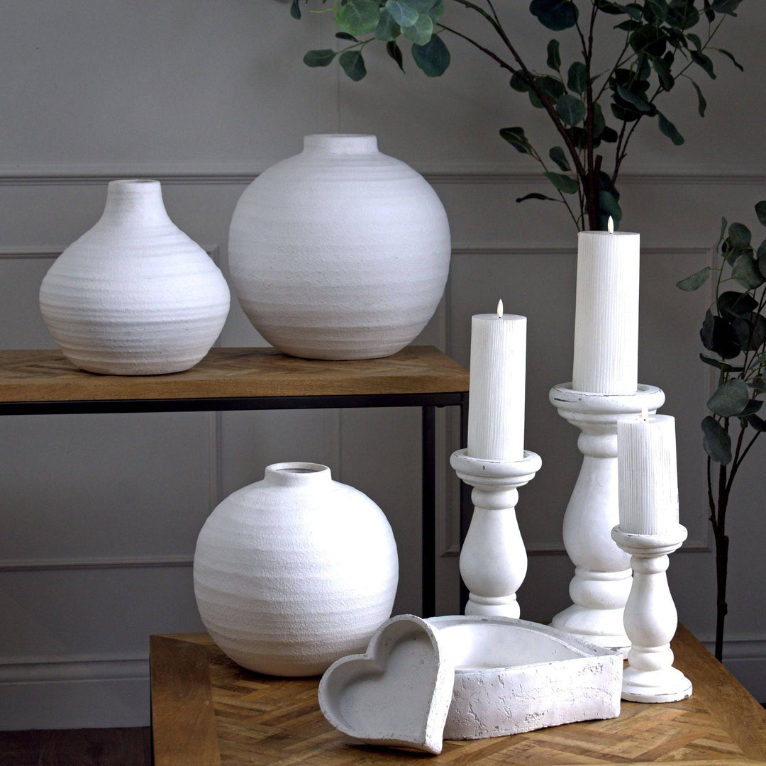 Matt White Ceramic Candle Holder - TidySpaces